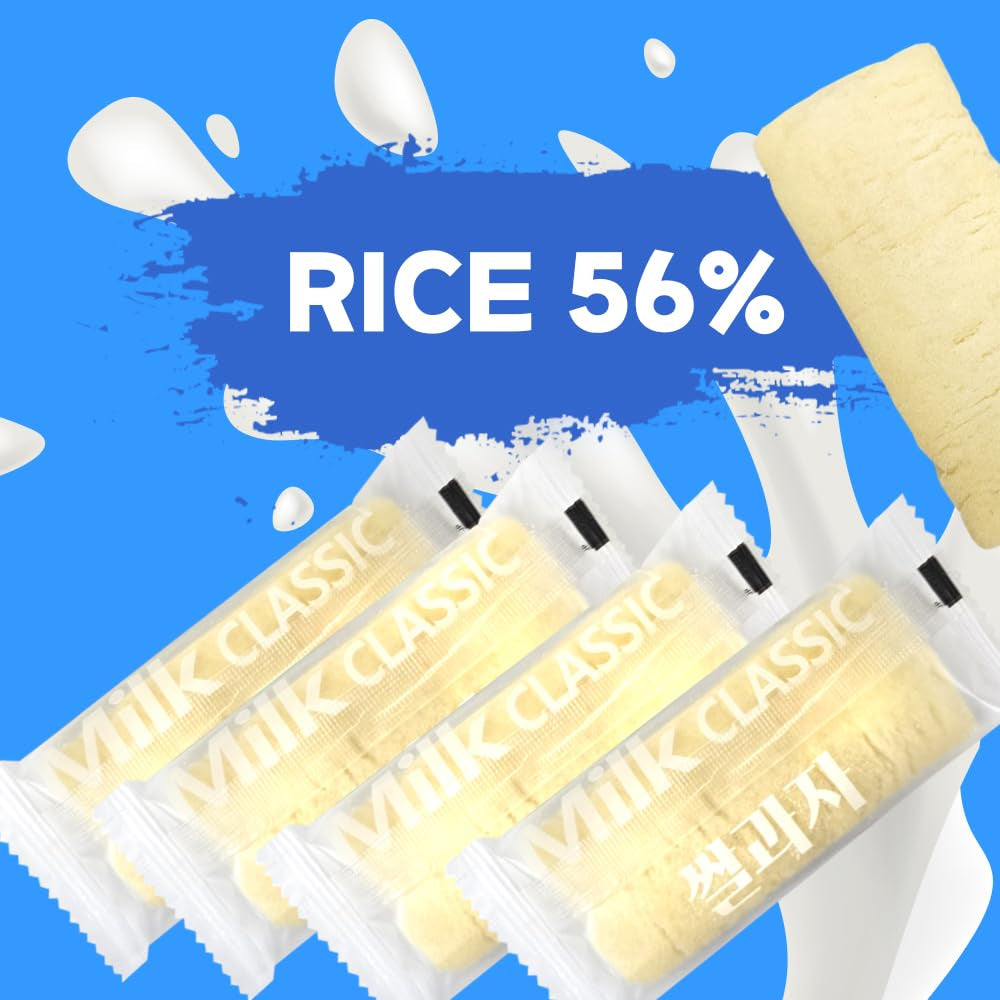 Korean Milk Classic Rice Snack 240G (8.47 Oz) / 0.35 Oz X 24 Packs, Melt in the Mouth, Milk Flavor