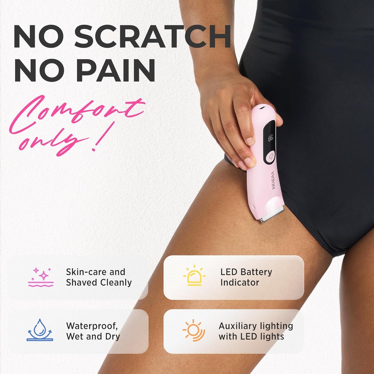 Bikini Trimmer for Women Pubic Hair: Rechargeable Eletctric Razors for Women - Painless Eletctric Shaver Waterproof IPX7 (Pink)