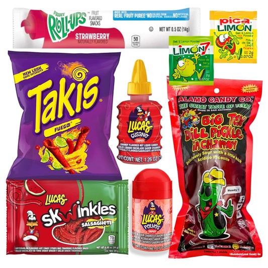 Tiktok Chamoy Pickle Kit with Fruit-Roll-Up & Chips, Includes Lucas Gusano, Skwinkles Salsagheti & More by  (Big Tex Chamoy Pickle)