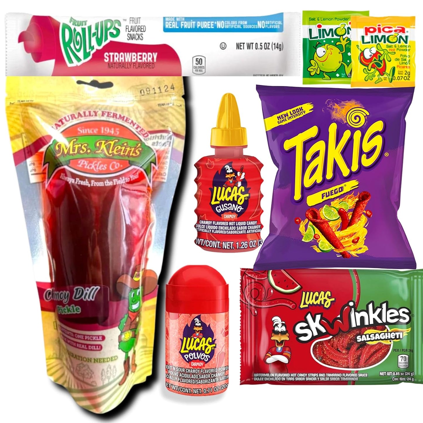 Tiktok Chamoy Pickle Kit with Fruit-Roll-Up & Chips, Includes Lucas Gusano, Skwinkles Salsagheti & More by  (Big Tex Chamoy Pickle)