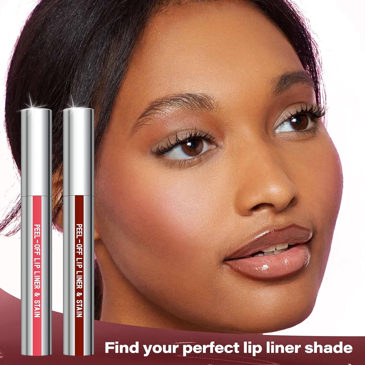 Peel off Lip Liner Stain, Long Wear Tattoo Lip Liner with Tweezer, Peel off Lip Stain with Matte Finish, Long Lasting, Waterproof, Transfer-Proof, Highly Pigmented Color (Cocoa)