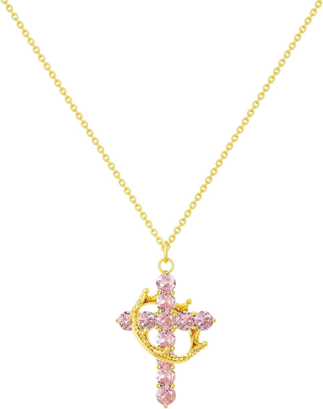 Cross Necklace for Women-Dainty 14K Gold Plated/Silver Plated Pendant Necklaces Simple Cross Pendant Necklace Cute Tiny Jewelry for Women