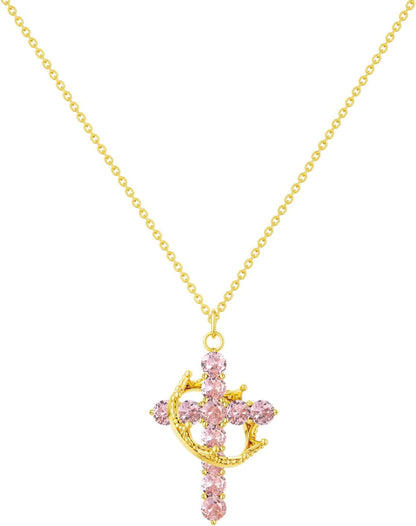 Cross Necklace for Women-Dainty 14K Gold Plated/Silver Plated Pendant Necklaces Simple Cross Pendant Necklace Cute Tiny Jewelry for Women