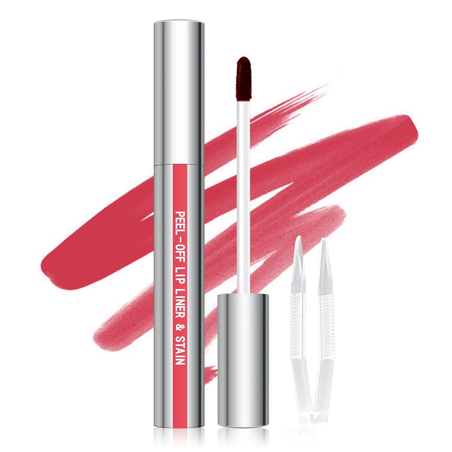 Peel off Lip Liner Stain, Long Wear Tattoo Lip Liner with Tweezer, Peel off Lip Stain with Matte Finish, Long Lasting, Waterproof, Transfer-Proof, Highly Pigmented Color (Cocoa)