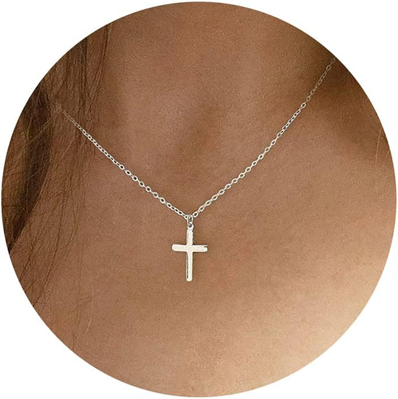 Cross Necklace for Women-Dainty 14K Gold Plated/Silver Plated Pendant Necklaces Simple Cross Pendant Necklace Cute Tiny Jewelry for Women