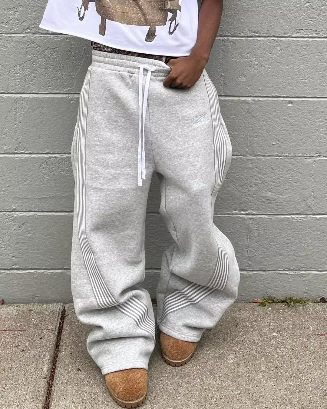 Casual Grey Embroidered Trousers Y2K Running Lace Chandelier Trousers Functional Tactics Camouflage for Men and Women