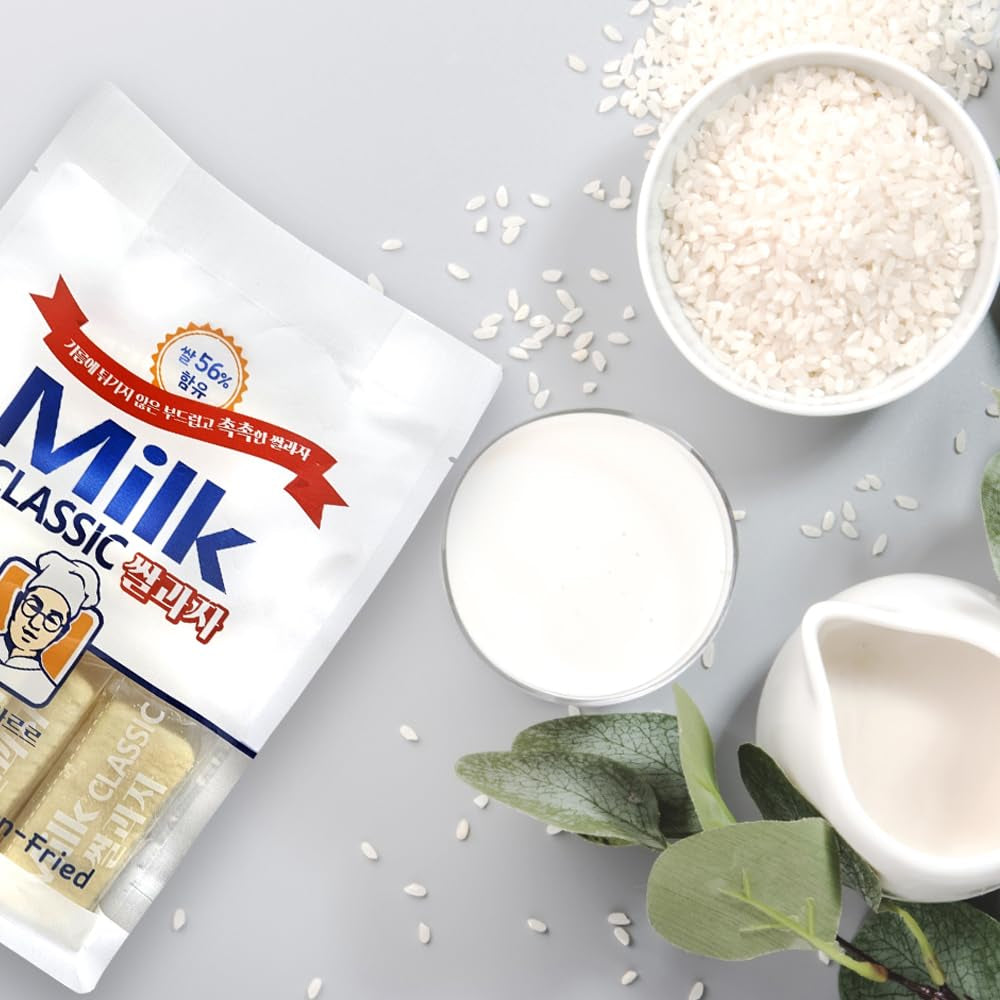 Korean Milk Classic Rice Snack 240G (8.47 Oz) / 0.35 Oz X 24 Packs, Melt in the Mouth, Milk Flavor
