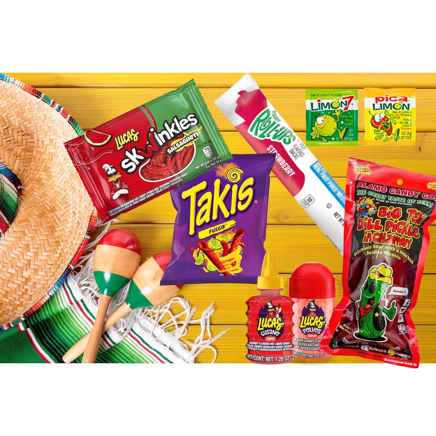 Tiktok Chamoy Pickle Kit with Fruit-Roll-Up & Chips, Includes Lucas Gusano, Skwinkles Salsagheti & More by  (Big Tex Chamoy Pickle)