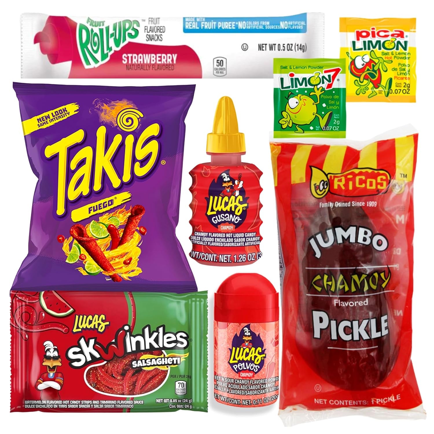 Tiktok Chamoy Pickle Kit with Fruit-Roll-Up & Chips, Includes Lucas Gusano, Skwinkles Salsagheti & More by  (Big Tex Chamoy Pickle)