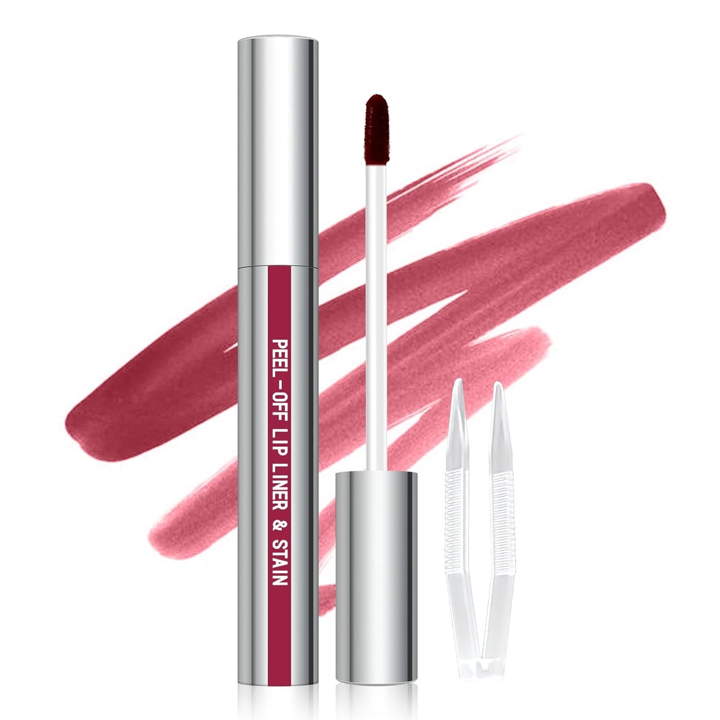 Peel off Lip Liner Stain, Long Wear Tattoo Lip Liner with Tweezer, Peel off Lip Stain with Matte Finish, Long Lasting, Waterproof, Transfer-Proof, Highly Pigmented Color (Cocoa)