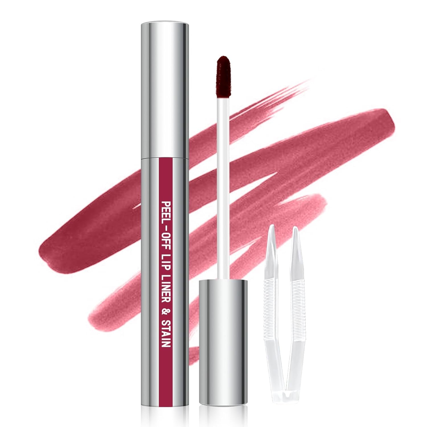 Peel off Lip Liner Stain, Long Wear Tattoo Lip Liner with Tweezer, Peel off Lip Stain with Matte Finish, Long Lasting, Waterproof, Transfer-Proof, Highly Pigmented Color (Cocoa)