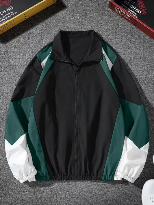 Men'S Color-Blocked Jacket, Lightweight, Casual, Travel, Windproof and Wear-Resistant, High-Quality Fabric, Boyfriend Gift