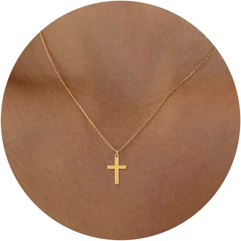 Cross Necklace for Women-Dainty 14K Gold Plated/Silver Plated Pendant Necklaces Simple Cross Pendant Necklace Cute Tiny Jewelry for Women