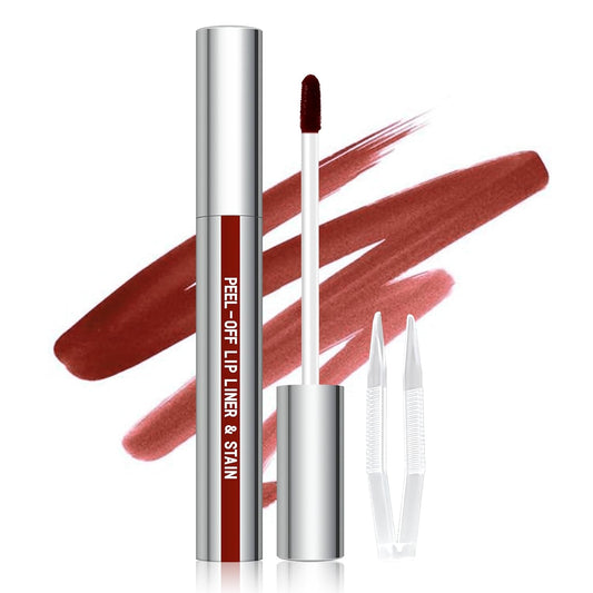Peel off Lip Liner Stain, Long Wear Tattoo Lip Liner with Tweezer, Peel off Lip Stain with Matte Finish, Long Lasting, Waterproof, Transfer-Proof, Highly Pigmented Color (Cocoa)