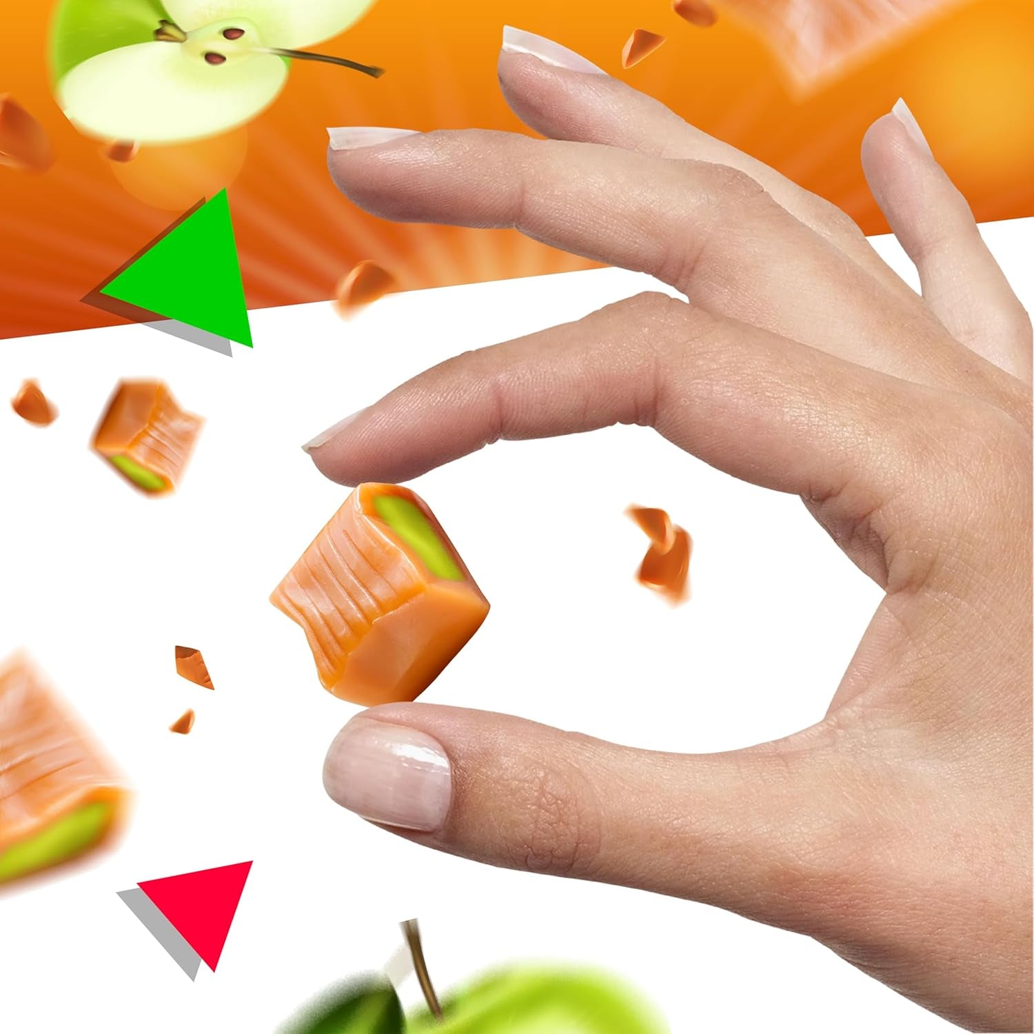 Caramel Cubes Candy | 1 Pound Bag - Approx. 75 Count | Green Apple Filling | Individually Wrapped