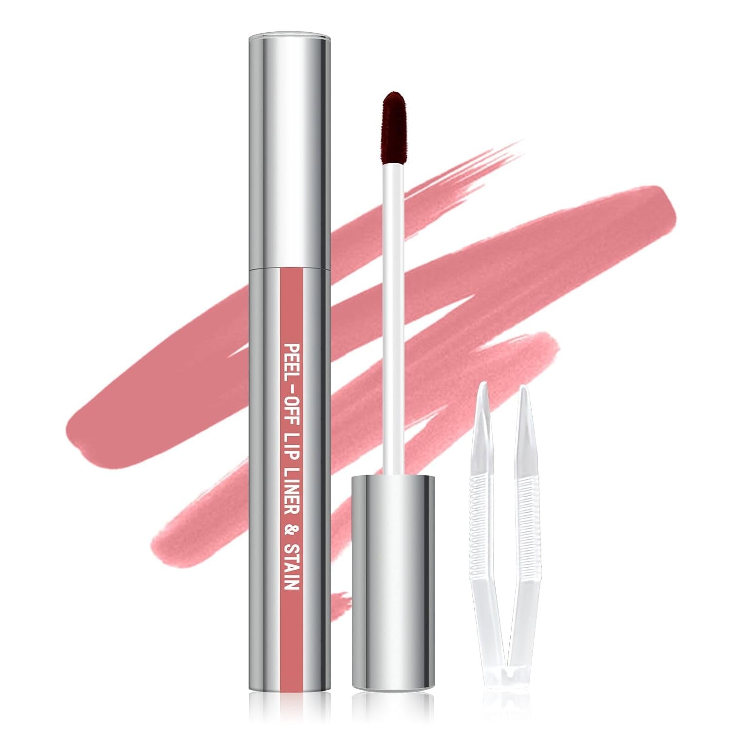 Peel off Lip Liner Stain, Long Wear Tattoo Lip Liner with Tweezer, Peel off Lip Stain with Matte Finish, Long Lasting, Waterproof, Transfer-Proof, Highly Pigmented Color (Cocoa)