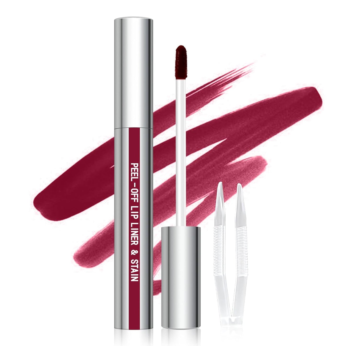 Peel off Lip Liner Stain, Long Wear Tattoo Lip Liner with Tweezer, Peel off Lip Stain with Matte Finish, Long Lasting, Waterproof, Transfer-Proof, Highly Pigmented Color (Cocoa)