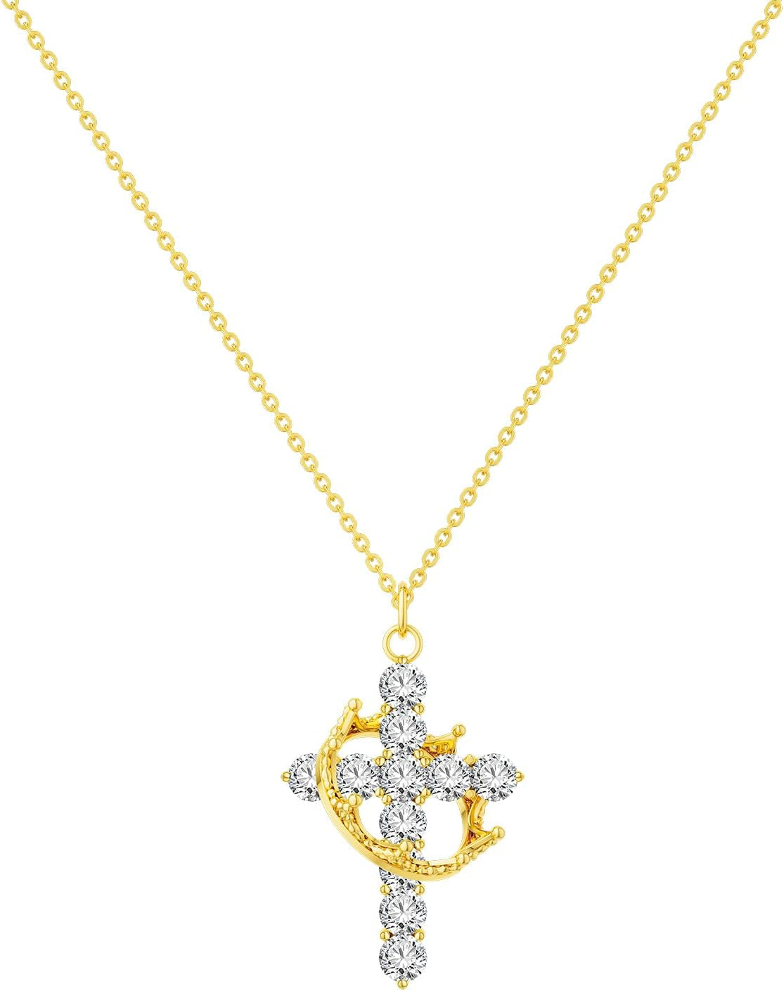 Cross Necklace for Women-Dainty 14K Gold Plated/Silver Plated Pendant Necklaces Simple Cross Pendant Necklace Cute Tiny Jewelry for Women